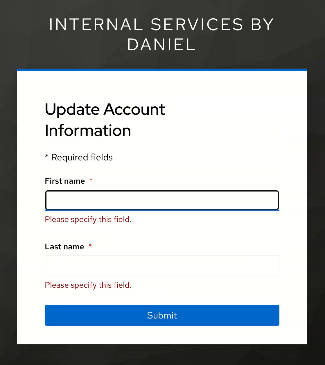 Fill in your profile info